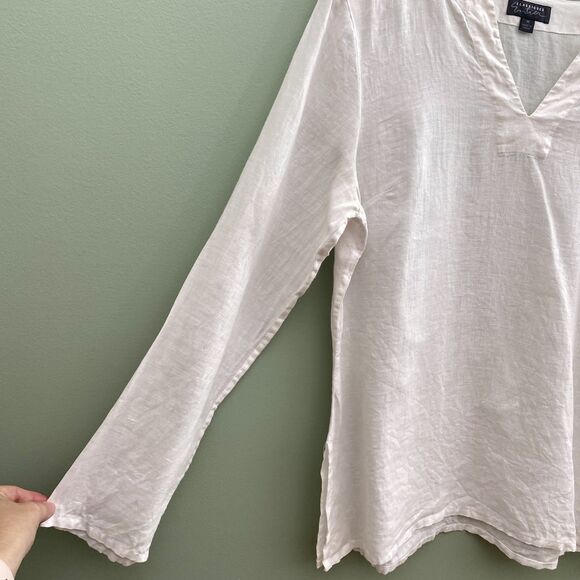 Classiques Entier Linen Top Womens Medium Long Sleeve Pullover V Neck Blouse - Picture 2 of 8
